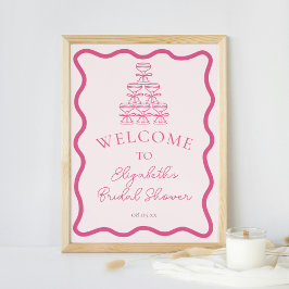 Poster Frame Wavy Desenhado à Mão e Torre de Champagne Be