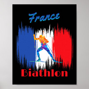 Poster França Biathlon Cross-country Ski E Rifle Shooti
