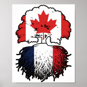 Poster França, Canadá, França, Bandeira de Raízes de Árvo