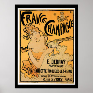 Poster França Champanhe Vintage Vinho Bebida Arte Ad
