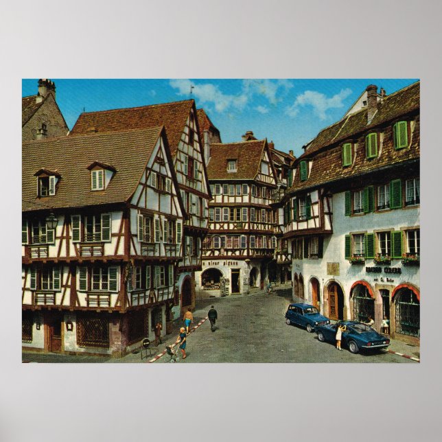Pôster França, Colmar, Alsácia, casas meio mestiçadas (Frente)
