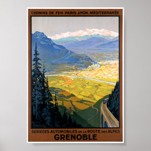 Poster França Grenoble Restaurado Viagens vintage