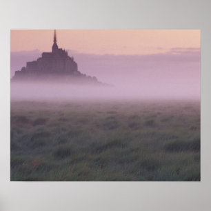 Poster FRANÇA, Normandia Mont St. Michel. Névoa da Manhã