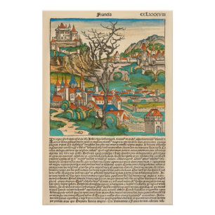 Pôster França Nuremberg Chronicle 1493 Livro Antigo Medie