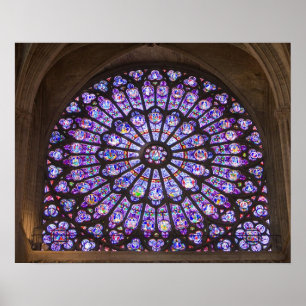 Pôster França, Paris. Detalhe interior de vitral