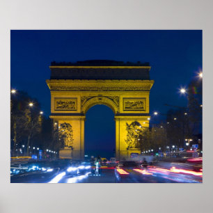 Poster França, Paris. O Arco de Triomphe e o