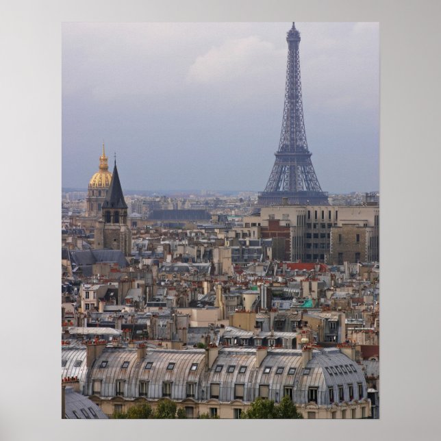 Poster França, Paris, paisagem urbana com Torre Eiffel (Frente)