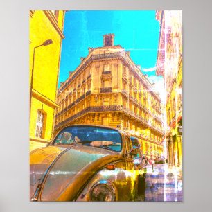 Poster France Architecture French Street Old Car Paris
