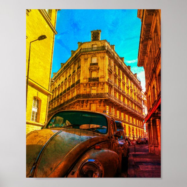 Poster France Architecture French Street Old Car Paris (Frente)