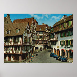 Pôster France, Colmar, Alsácia, metade suportou casas