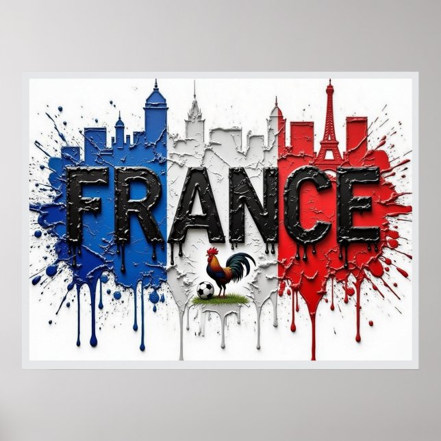 Poster France Football Citiscape Oil Painting Style Art (Frente)