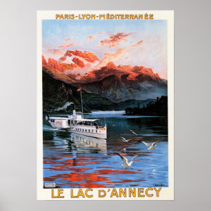 Poster FRANCE LAKE Le Lac D' Annecy Vintage Turismo