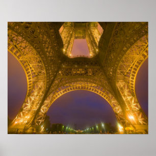 Poster France, Paris. Eiffel Tower illuminated at 2