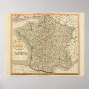 Pôster France Provincial Boundaries