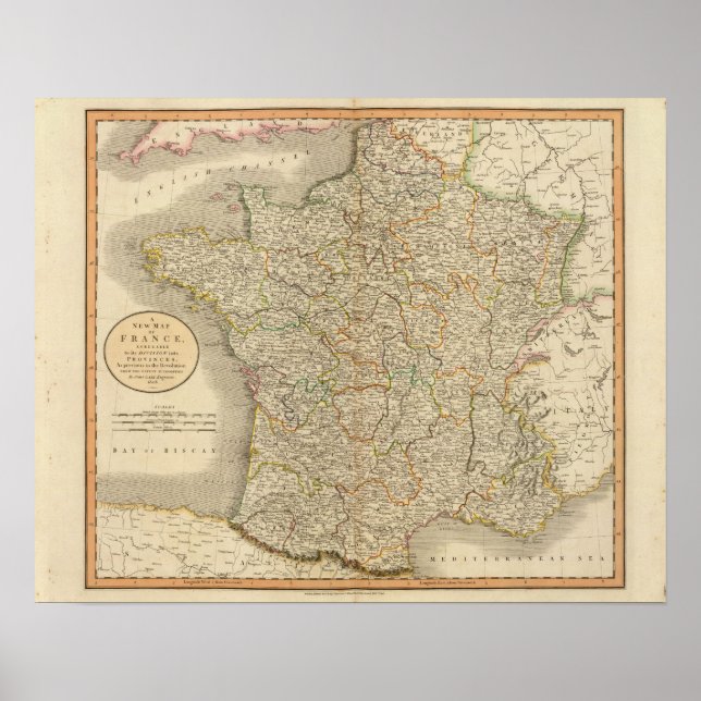 Pôster France Provincial Boundaries (Frente)