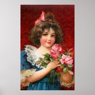 Poster Frances Brundage: Menina com rosas