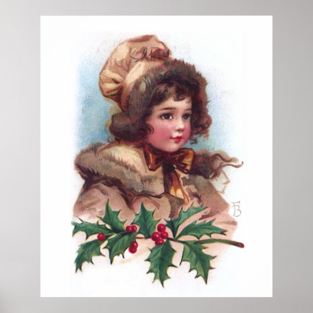 Pôster Frances Brundage: Winter Girl with Holly (Frente)