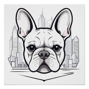 Pôster Francês Bulldog Vetor Art Animal Modern Urban City