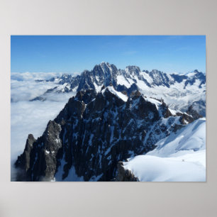 Poster francês de Chamonix dos cumes