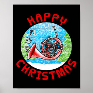 Poster Francês Horn Christmas Hornist Br Musical Te