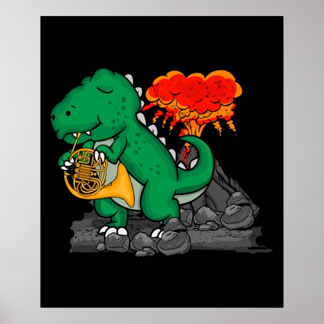 Poster Francês Horn Music Dinossaur Gift Kids French Horn (Frente)