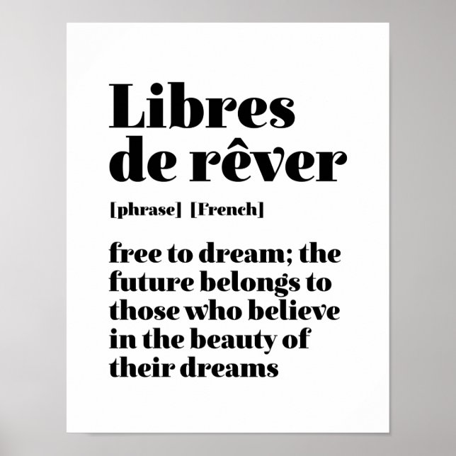 Poster Francês Inspirador Livre Para Sonhar Libres De Rev (Frente)