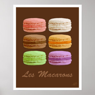 Pôster Francês Macarons - pastels muti-coloridos
