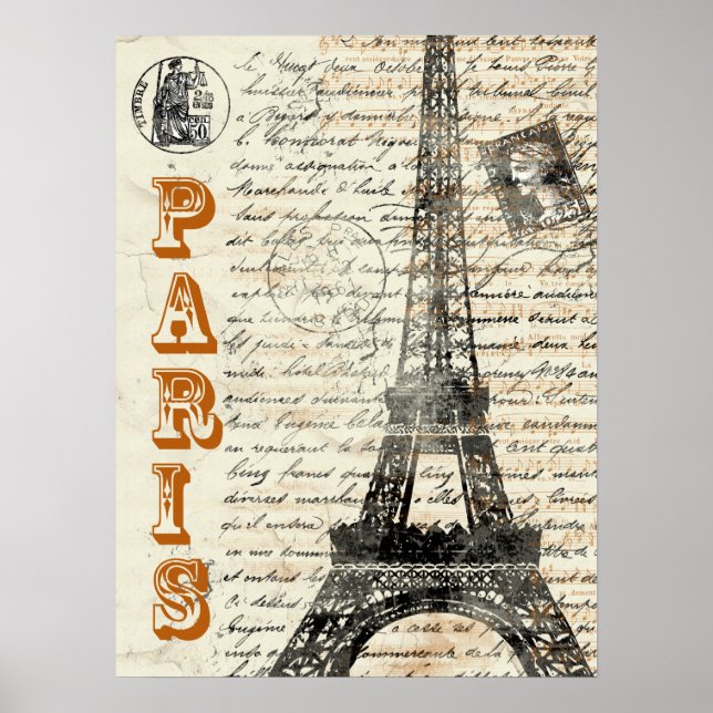 Poster francês Vintage Torre Eiffel (Frente)
