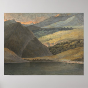 Pôster Francis Towne - vista no lago Maggiore na noite