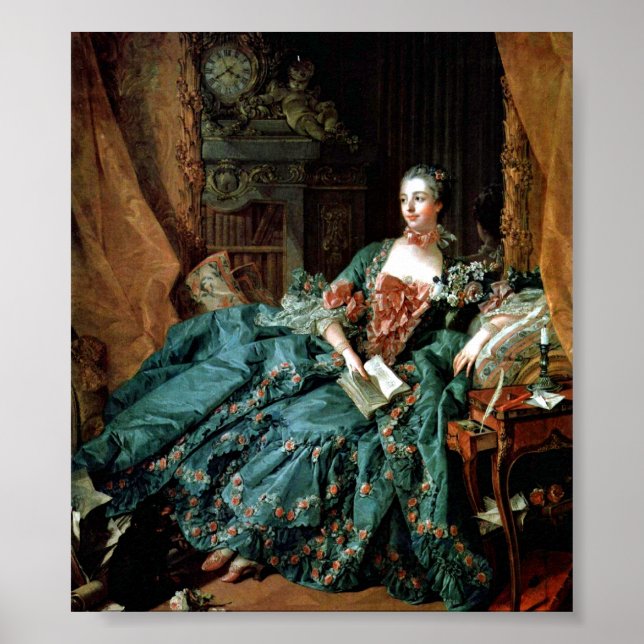 Pôster Francois Boucher - Madame de Pompadour Portrait (Frente)