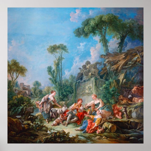 Poster francois boucher shepherd's idyll rococo scenery (Frente)