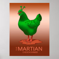 Frango Alienígena Verde Marciano Engraçado