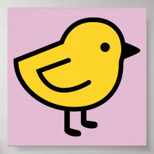 Poster Frango Amarelo Em Um Fundo Rosa