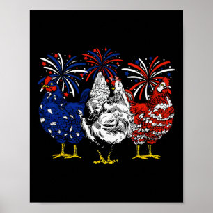 Poster Frango Bandeira Dos EUA Patriótico Amante De Frang