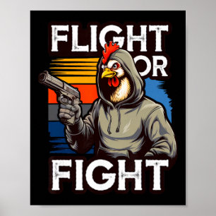 Poster Frango Bandido Bravo Resposta de Luta ou Voo Engra