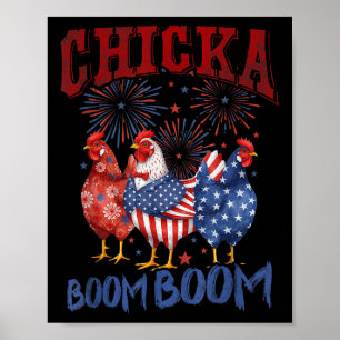 Poster Frango Boom Boom Divertido Patriótico Chicka 4 De