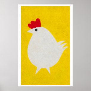 Poster Frango Branco Estilizado Rótulo de Caixa de Fósfor