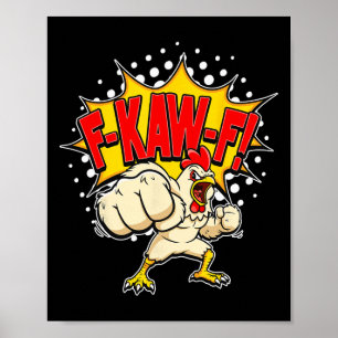 Poster Frango Bravo e Irritado com Socos de Karatê e Grit