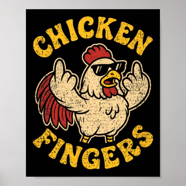 Poster Frango Bravo Levantando o Dedo do Meio Pun Cluc (Frente)