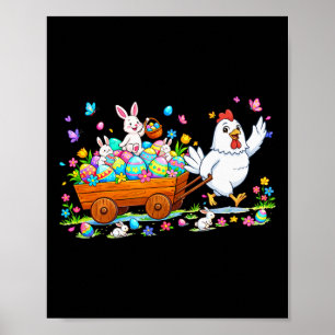 Poster Frango Carregando Ovos de Chocolate de Páscoa de C
