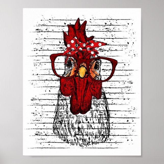 Poster Frango com bandana e óculos fofo (Frente)
