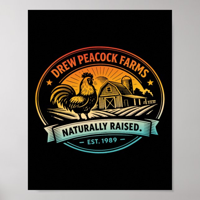 Poster Frango Criado Naturalmente Drew Pea Farms Est.1989 (Frente)