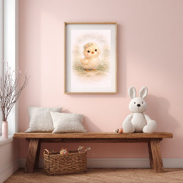 Poster Frango de Bebê Fofo Quarto de Crianças Neutro