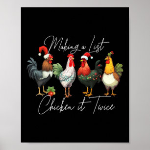 Poster Frango de Natal Lover Xmas Santa Hat É Muito Engra