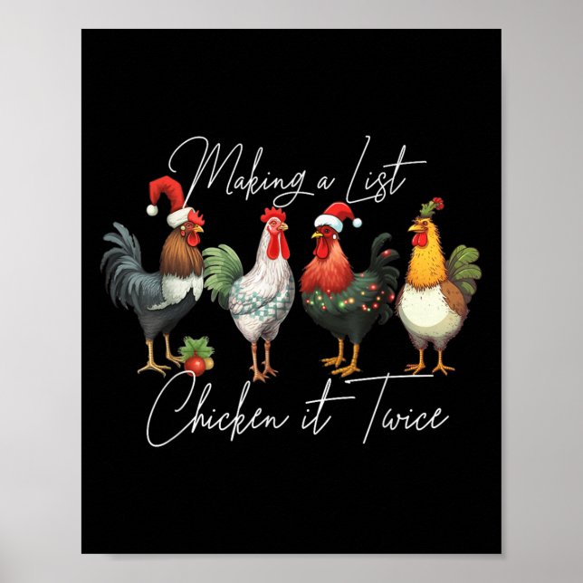 Poster Frango de Natal Lover Xmas Santa Hat Fazenda Engra (Frente)