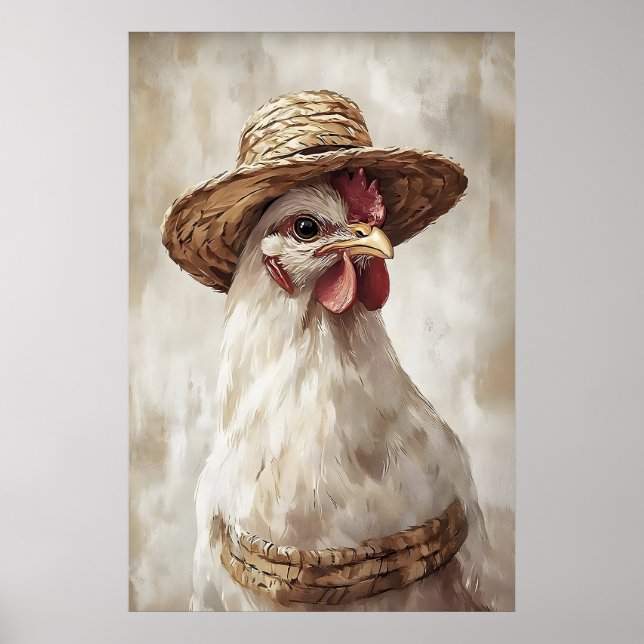 Poster Frango de Páscoa com estampa de chapéu, estampa de (Frente)