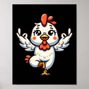 Poster Frango de Yoga Fofo Ginástica Fitness Treino Medit