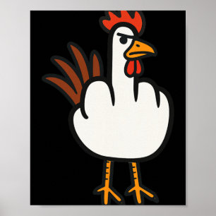 Poster Frango do Dedo do Meio, Humor Adulto, Gesto Engraç