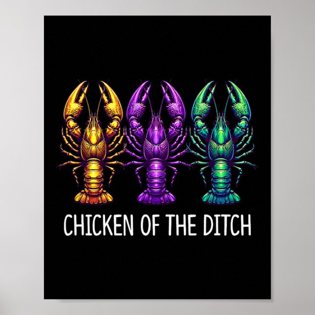 Poster Frango Do Ditch - Mardi Gras Cajun Lagostim - (Frente)