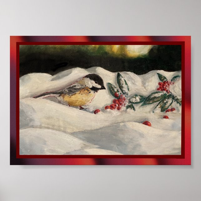Poster Frango e Mistura na neve de inverno de Natal (Frente)